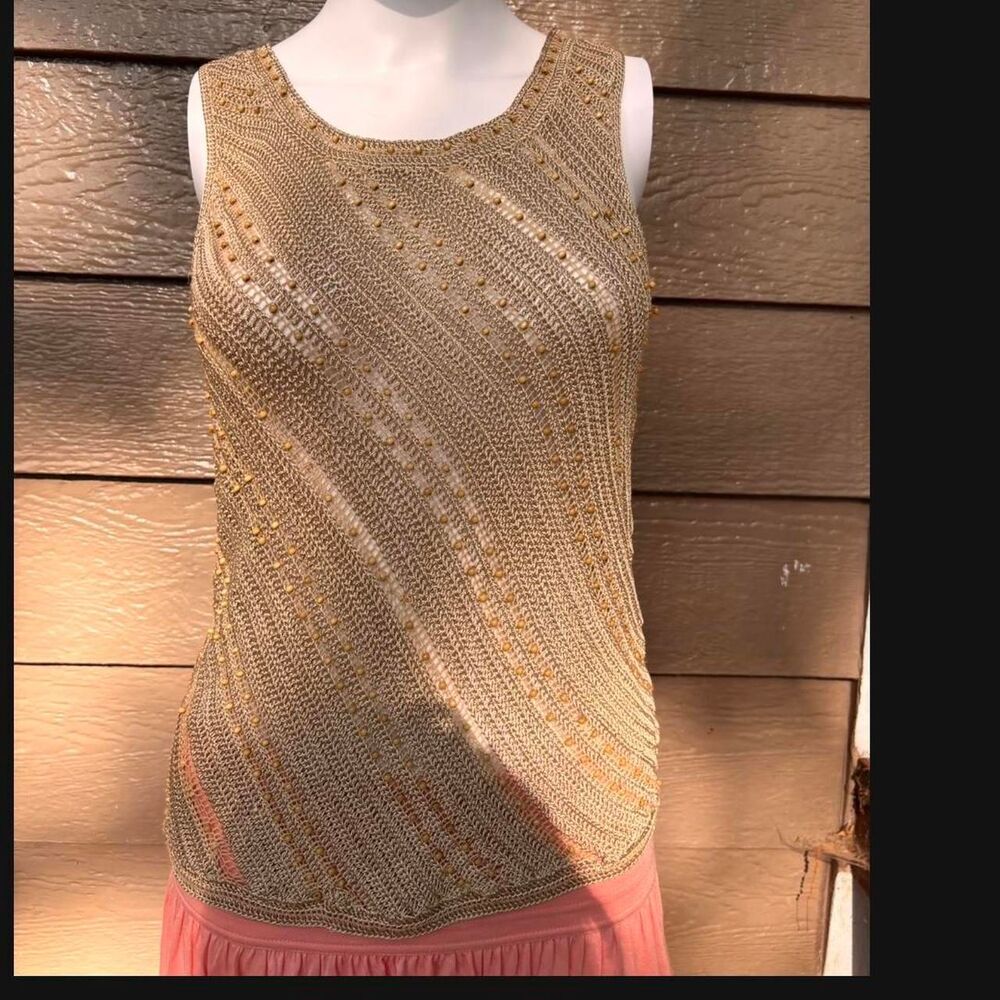 Dana-buchman Women's Gold and Tan Vest